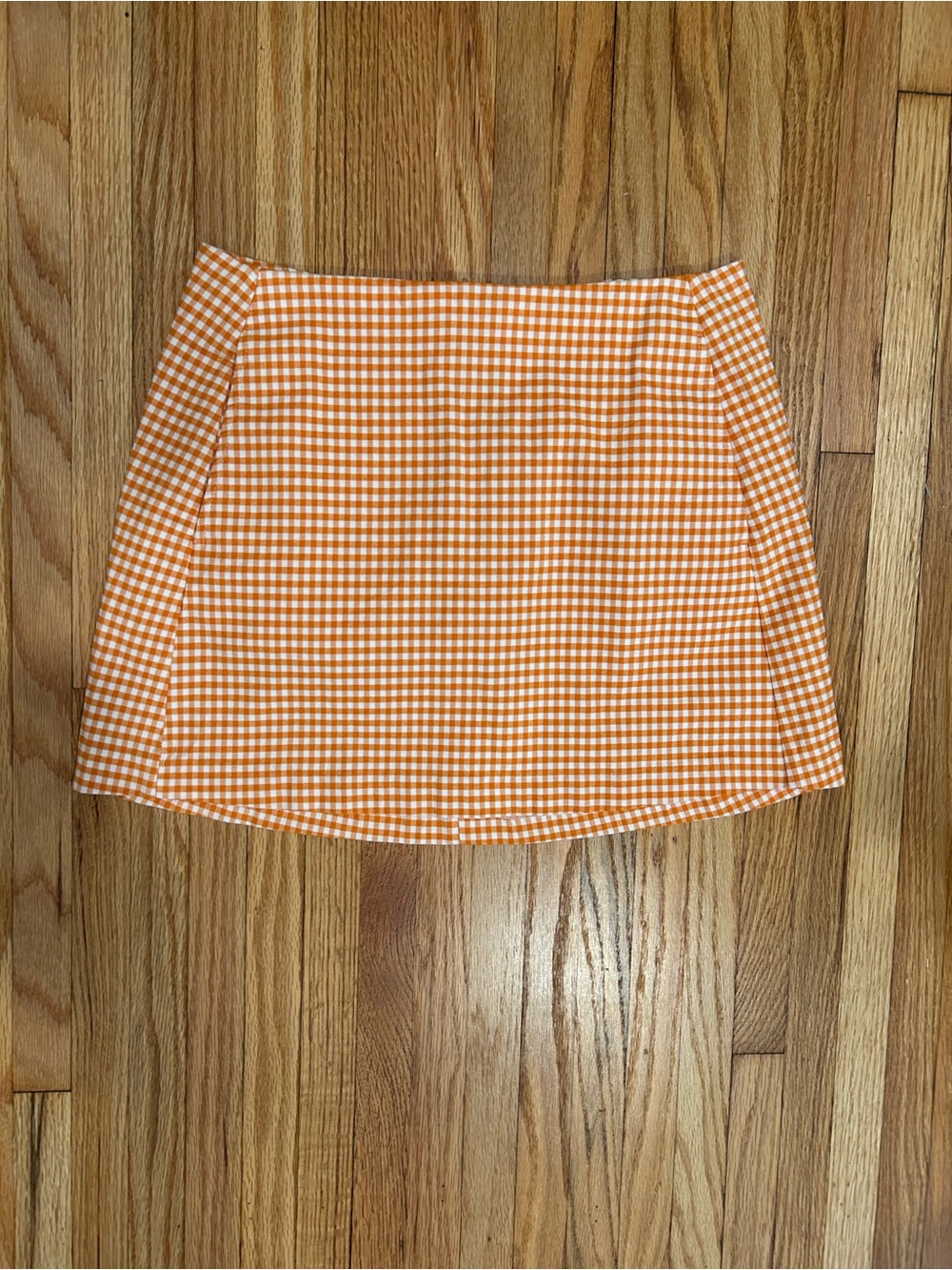 Urban Outfitters Orange & White Gingham Mini Skirt